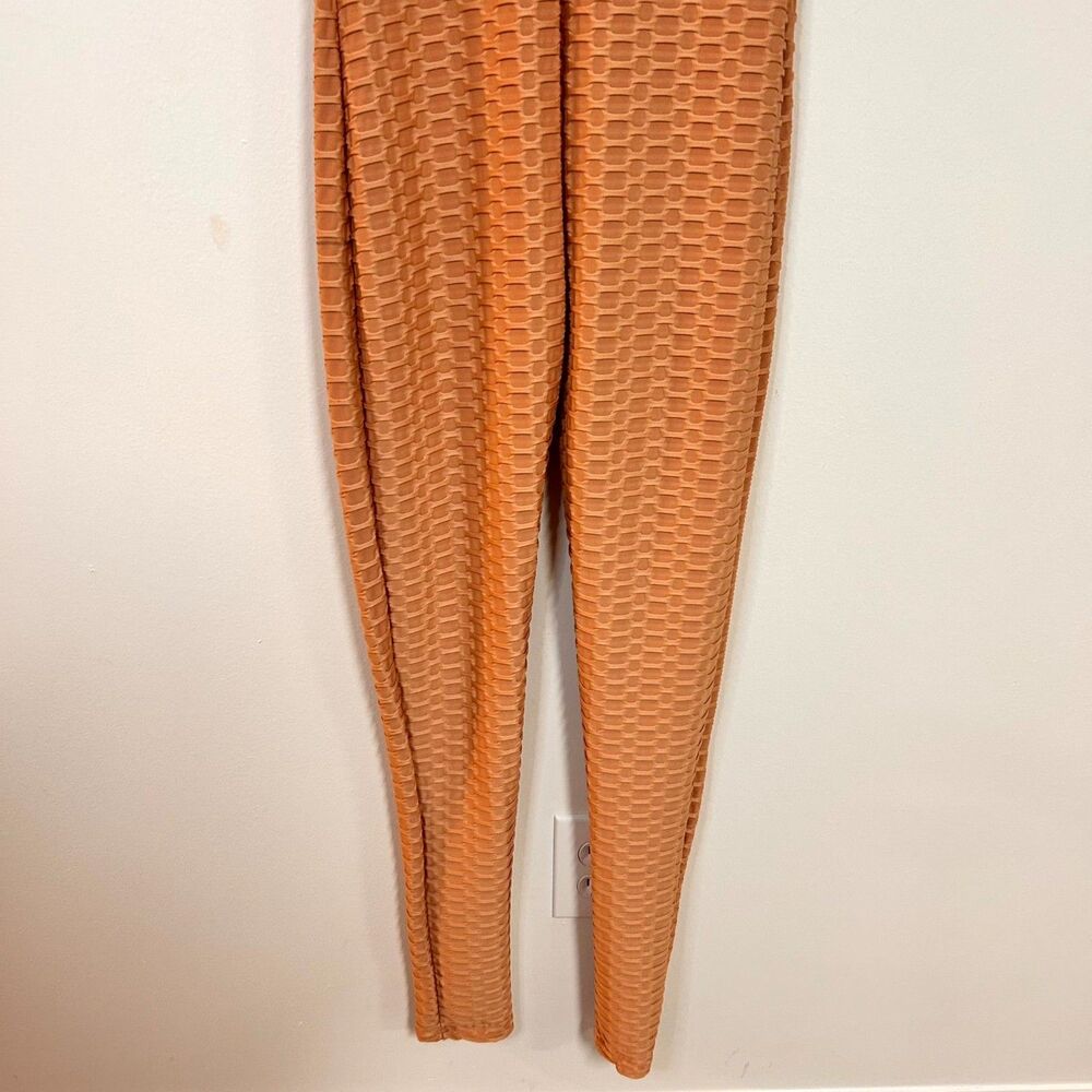 Roma Concept Jumpsuit Womens Large Nude Geometric Textured Scoop Neck Yoga NWT - Picture 10 of 13